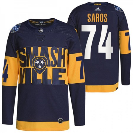 Män Ishockey Nashville Predators tröja Juuse Saros 74 Adidas 2022 Stadium Series Authentic